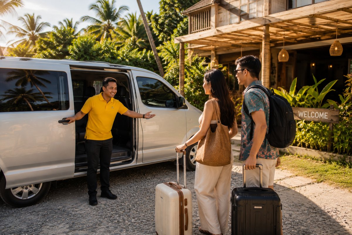 Driver welcoming guests at resort in Siargao